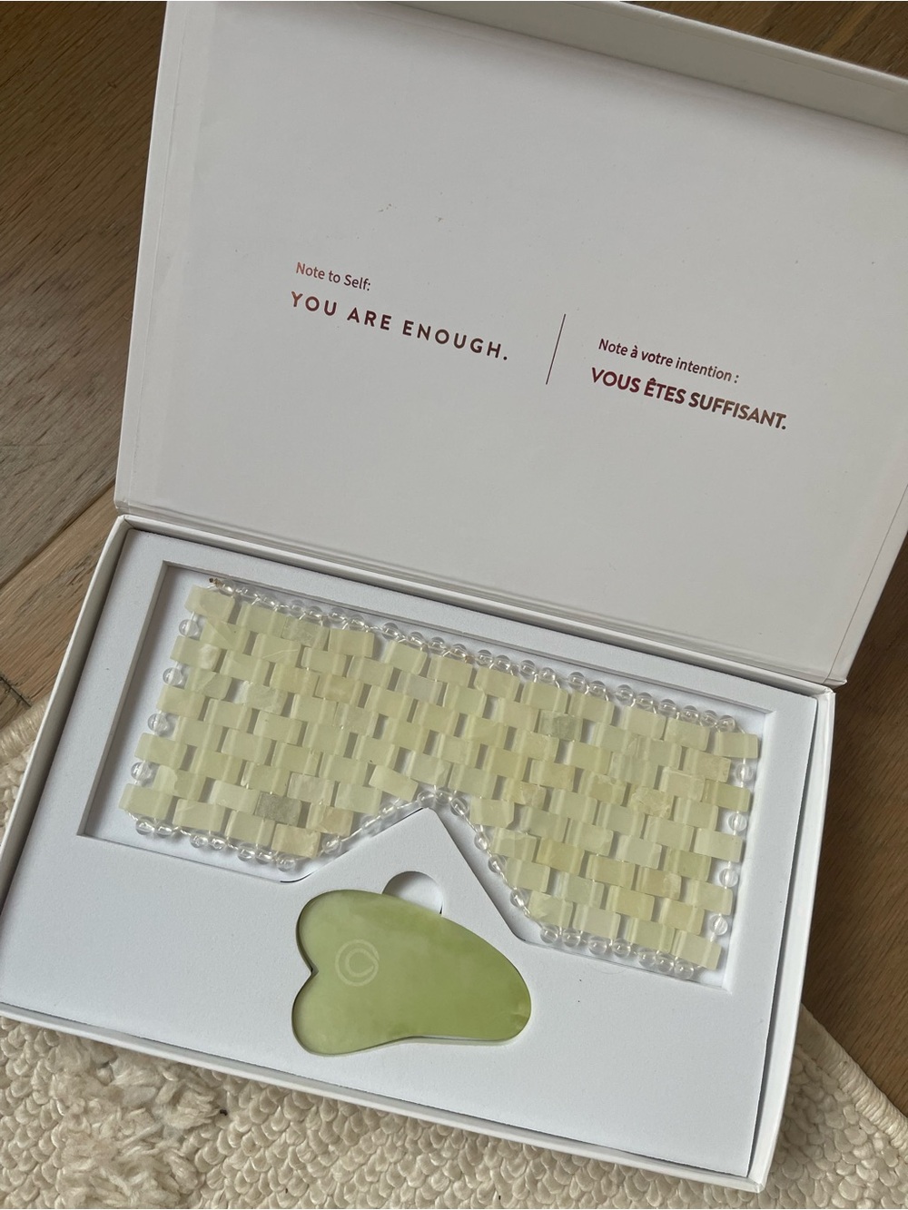 New MONAT Jade Eye Mask and Gua Sha Set